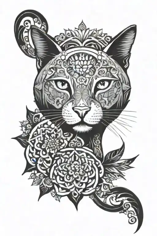 Cat Face Mandala Design Inspired