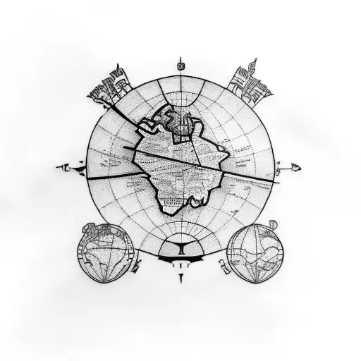 Shoulder Tattoo With Map Of The Globe And Statue Of Liberty