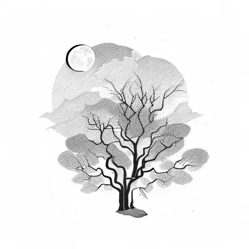 Fall Trees Full Moon