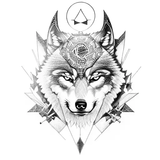A Wolf And Eagle Intertwined In A Futuristic Tech Design