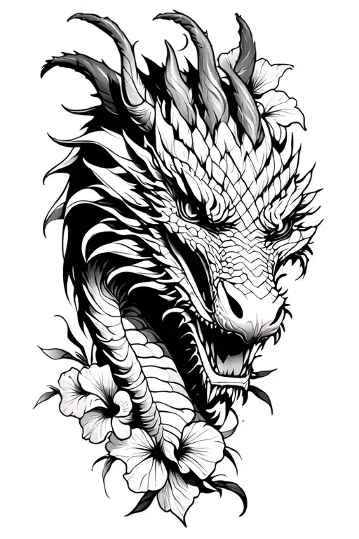 Hawaiin Dragon Head And Hibiscus Vine Wrapping