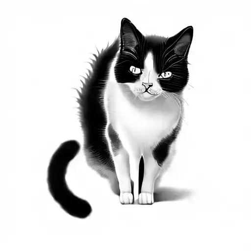 A Black And White Cat