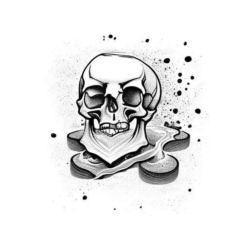 Hourglass Dripping Sand Onto A Skull