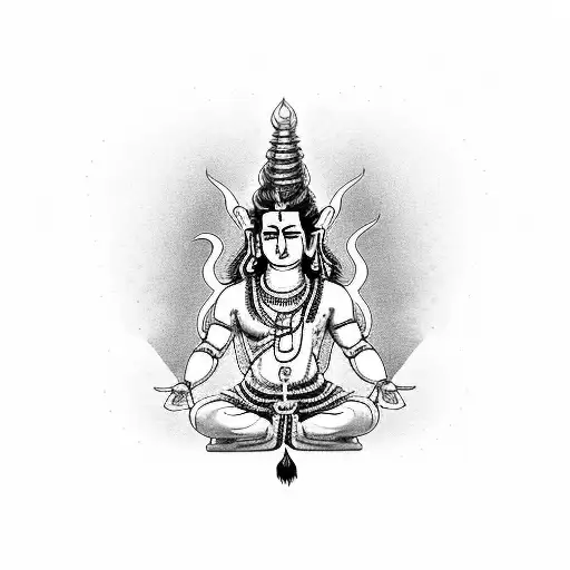 Lord Shiva Sitting With A Maple Leaf Background