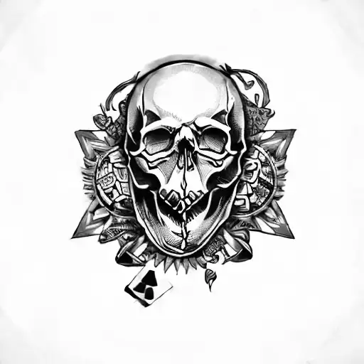 A Skull With Poker Chips