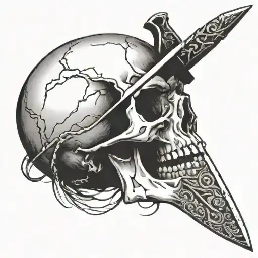 Skull With Knife