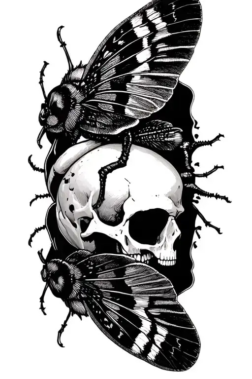 Moth Inside Of A Skull