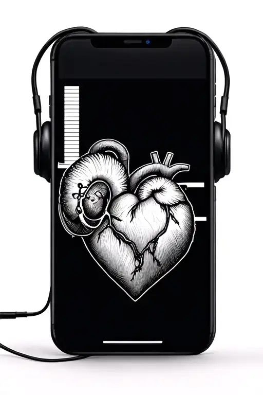 Headphone Connected To Audio File Of Baby Heartbeat