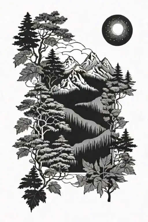 Forest And Mountain Landscape