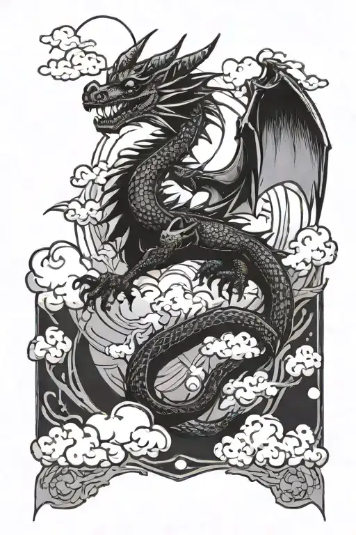 Small Dragon With Clouds And Star