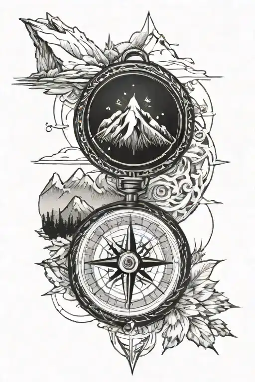 Compass With Mountains