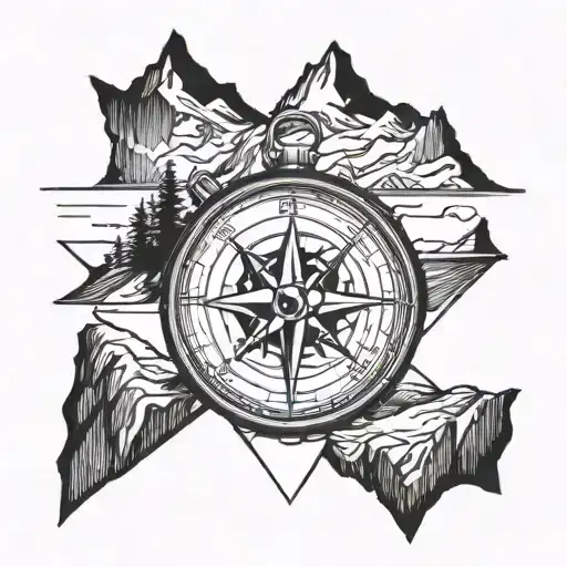 Compass With Mountains