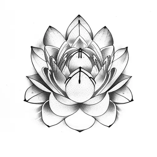 Black Abstract Lines With White Water Lily