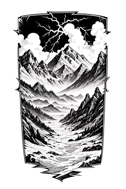 Mountains And Lightning Storm