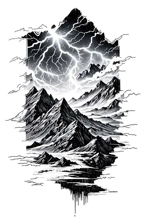 Mountains And Lightning Storm