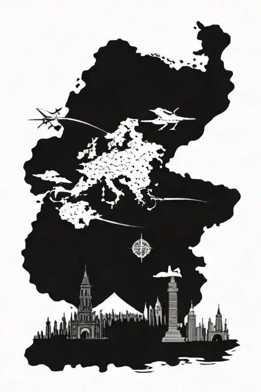 A Manga-inspired Travel Scene With Iconic Landmarks From Around The World