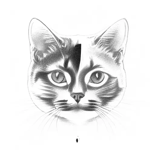 A Silhouette Of A Cat With A Camera Lens As Its Eye