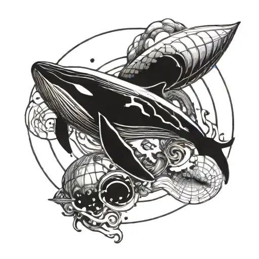 Whale In Front Of Planet