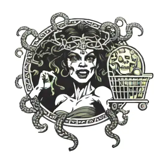 Evil Medusa With A Dollar General Shopping Cart