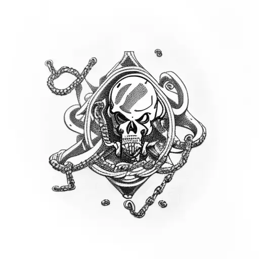 Reaper Being Pulled Down With Anchor Connected By Chain