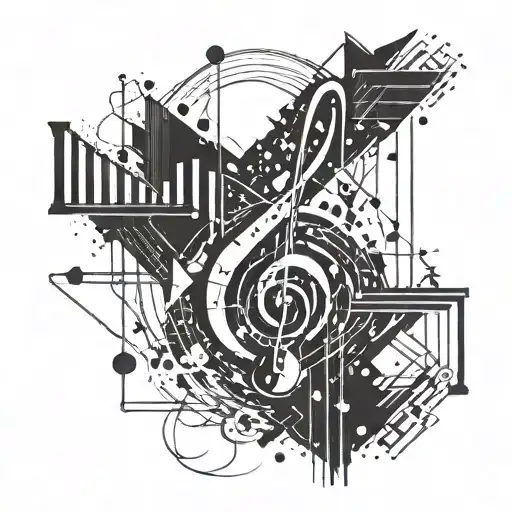 Incorporate Musical Notes And A 528 Hertz Frequency Symbol Into A Geometric Design
