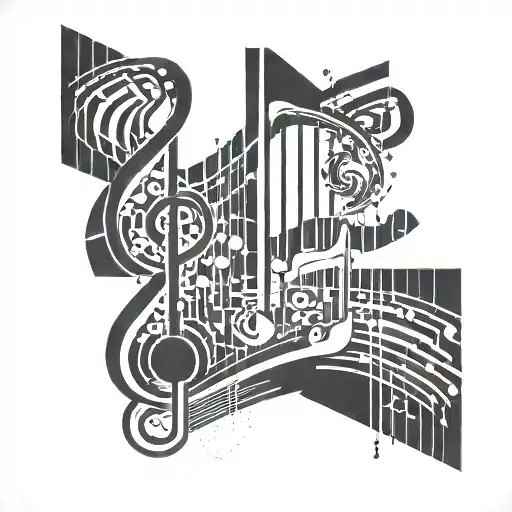 Incorporate Musical Notes And A 528 Hertz Frequency Symbol Into A Geometric Design