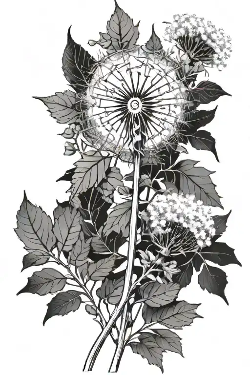 Masculine Dandelion With Leaves Growing