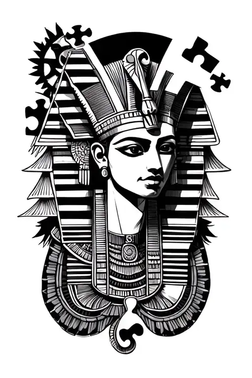 Justice And Egyptian And Puzzle Pieces Forming