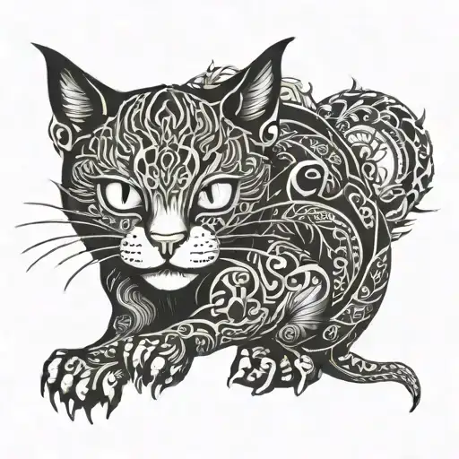 Monmon Cat With Dragon Entertwined