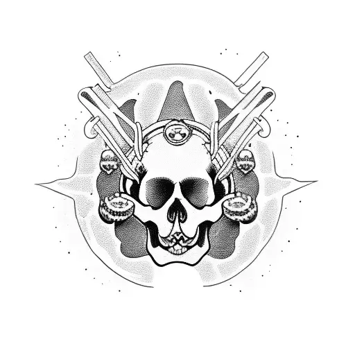 Dead Skull Dog And Mushrooms