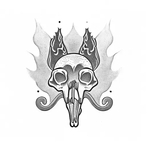 Dog Skull And Mushrooms