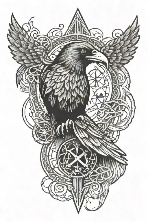 Viking Runes And Raven