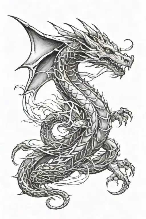Outline Of A Dragon Wrapping Around Forearm
