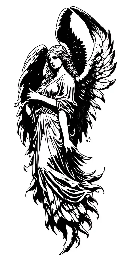 Angel Tattoo Stencil Art