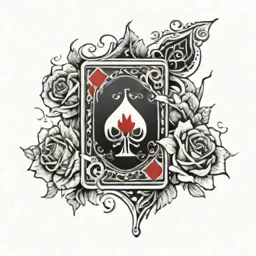 Playing Cards With Fire And Roses