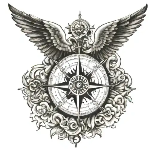 Wings And Compass Rose