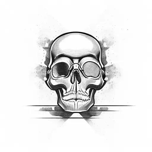 A Military Skull With A Camouflage Pattern Background