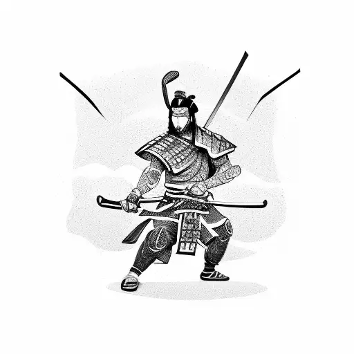 Samurai Warrior 2 Swords Fighting Stance