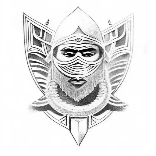 Polynesian Warrior 2 Swords Fighting Full Mask