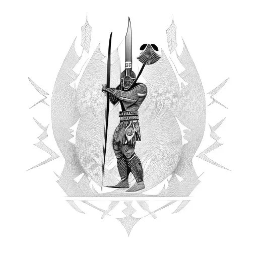 Polynesian Warrior Full Body 2 Swords Fighting Full Mask