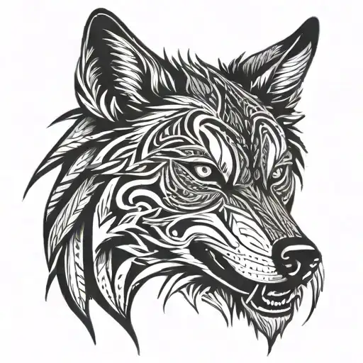Tribal Wolf Head