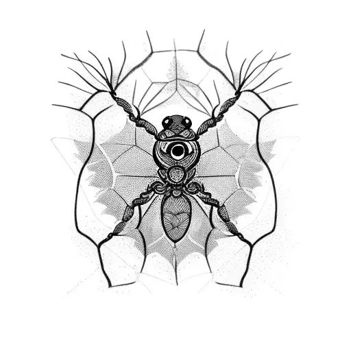 An Intricate Tattoo Showcasing The Beauty Of Olive Trees Intertwined With Spider Webs