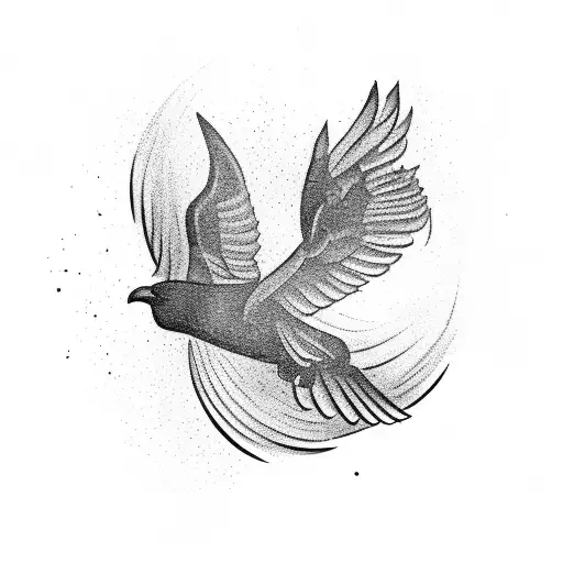 Crow Logo In Flight Wings Spread All Black