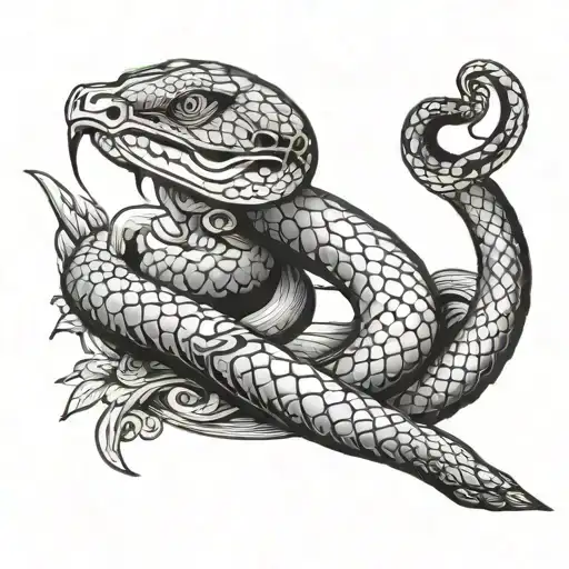 Japanese Blade Wrapped Around A Snake