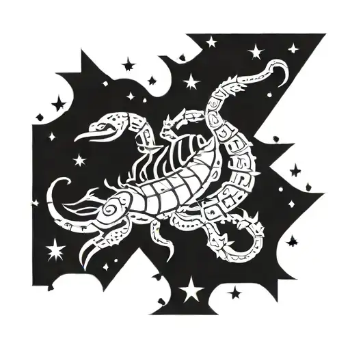 Scorpion And Moon Surrounded By Stars