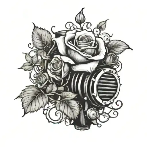 Car Engine Morphing Into A Rose Vine