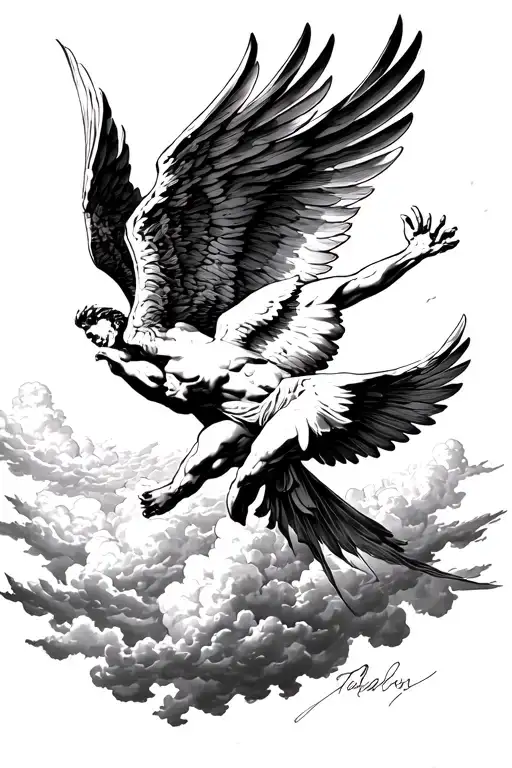 Icarus Falling Through The Clouds