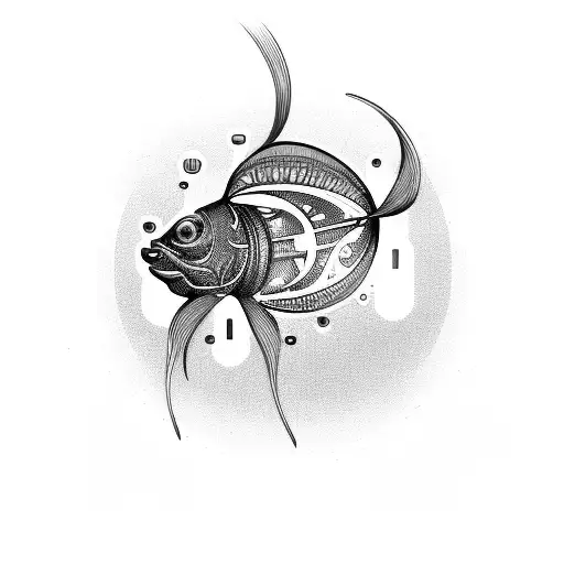 A Futuristic Biomechanical Fish Intertwining With Gym Equipment
