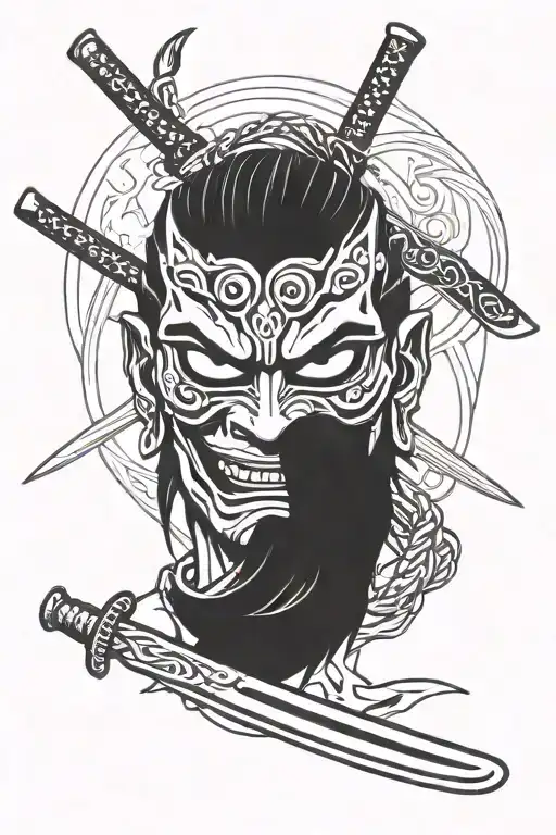 One Oni Mask With Katana Sword