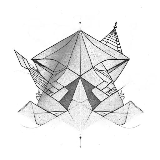 An Abstract Blackwork Pattern Inspired By Egyptian Pyramids And Statues